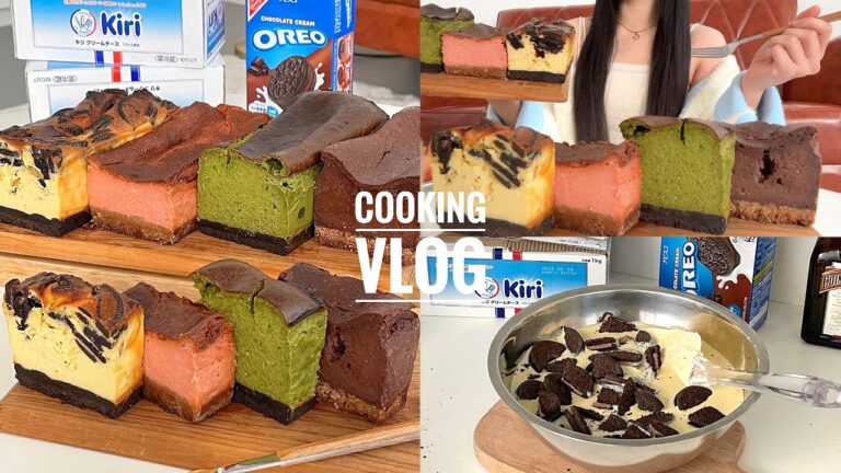 VLOG/バレンタインに向けて4種のチーズケーキ屋さんごっこ!!👩🏻‍🍳🧀1本15分なのに可愛すぎた🥺💕【ラッピング講座付き💕】【cooking vlog】