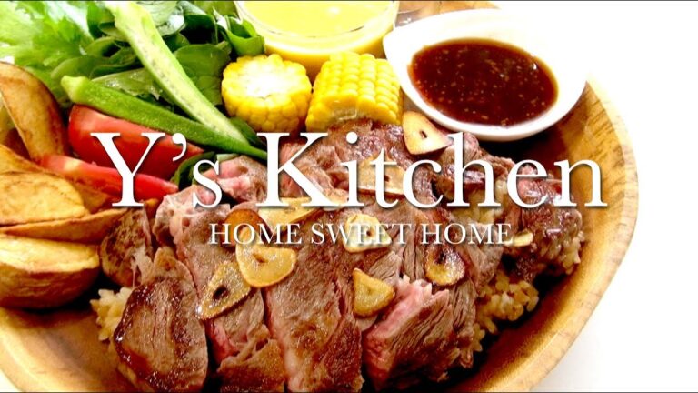 【料理】ガーリックステーキ＆コーンスープ＆フライドポテト