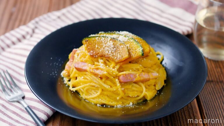 【かぼちゃのみそクリームパスタ】旬のかぼちゃを味わう！コク旨レシピ♪｜macaroni（マカロニ）