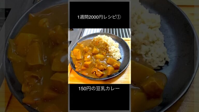 1週間2000円生活(1日目) 150円の豆乳カレー #shorts   #1週間の食事　#節約料理