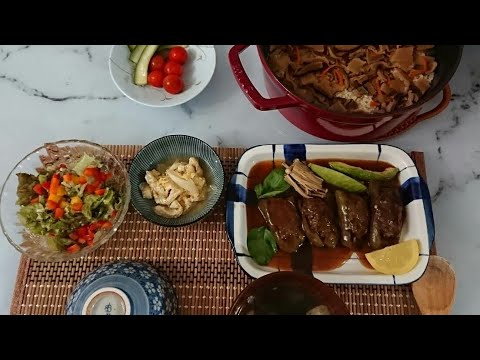 終わりよければ全てよし【ピーマンの肉詰め、ストウブ鍋で炊き込みご飯、自家製ピクルス】