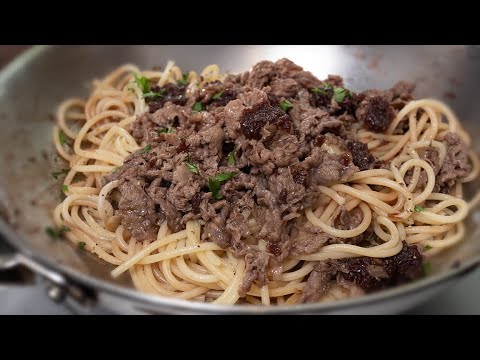 安い牛コマを使ったがっつり肉系パスタが最高にうまい【 料理レシピ 】