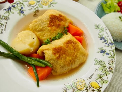 とろ～りお餅入り！ロールキャベツ風？きつねロール！