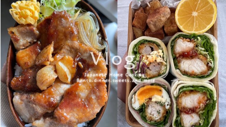 Tonteki  Japanese pork steak｜Wrap Sandwich｜ Matcha Shiratama Zenzai ｜Salmon sushi | Cooking vlog