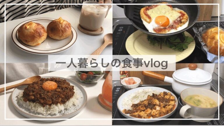 一人暮らしインドア派の食事vlog🍴🍛/豆カレーをつくってコンビニスイーツを食べる/麻婆豆腐、大根のお味噌汁、ハッシュポテトエッグ、カップ焼きそば