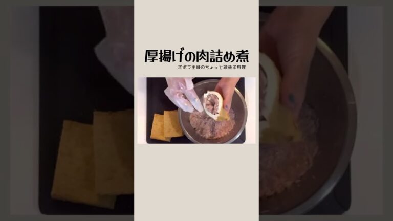 #shorts【厚揚げの肉詰め煮】肉汁ジュわー／生姜が決め手／本編概要欄に材料の記載あり　#厚揚げ料理#厚揚げレシピ#厚揚げの挟み煮#厚揚げの肉詰め#厚揚げの肉詰め煮#ひき肉#ひき肉料理#ひき肉レシピ