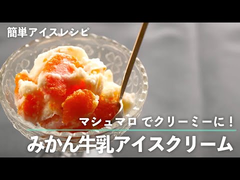 マシュマロ でクリーミーに！ みかん 牛乳 アイスクリームの作り方【簡単！もむだけアイスレシピ】｜kufura [クフラ]