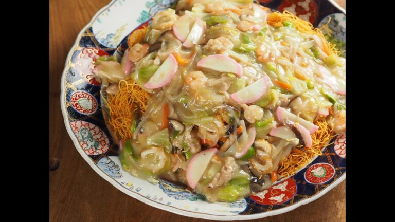 長崎風皿うどんの作り方、皆で食べる大皿盛り、お酒のつまみにもいけます。