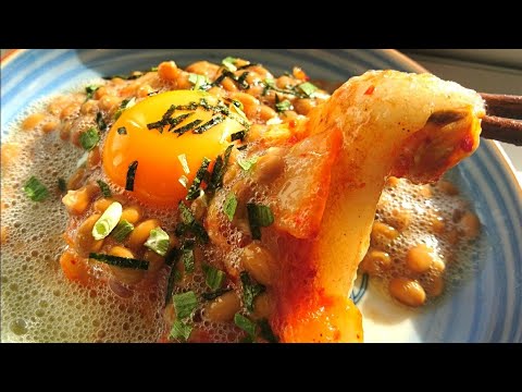 余ったお餅でキムチ納豆餅作った！簡単料理レシピ