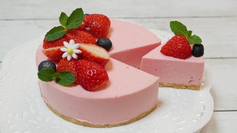いちごのレアチーズケーキ  No-Bake Strawberry cheese cake