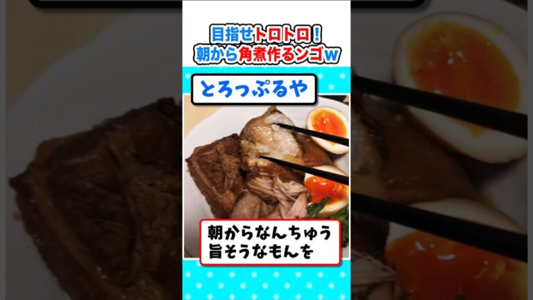 【2ch面白いスレ】目指せトロトロ！朝から豚の角煮作るンゴｗ #2ch #料理 #5ch #なんj #角煮 #飯テロ