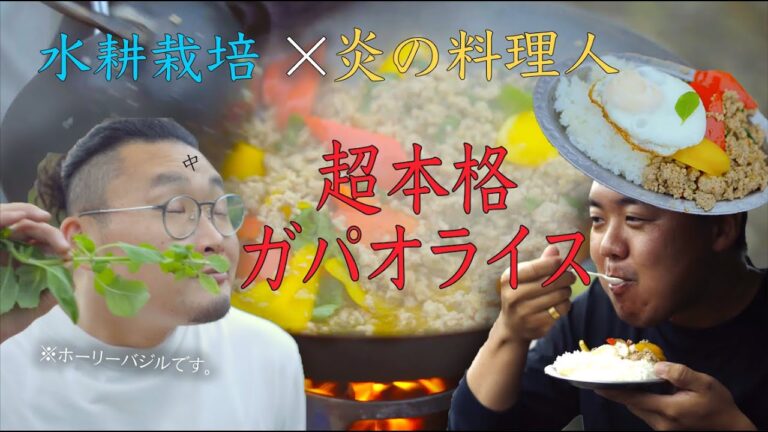 【ガパオライス】水耕栽培で作ったハーブで超本格のアジア料理！ハーブの女王ホーリーバジルを美味しく食べるキャンプ飯！大雨キャンプ編