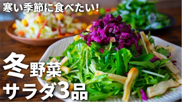 白菜・水菜・春菊を使った簡単おつまみサラダレシピ3種～3 winter vegetable salad～