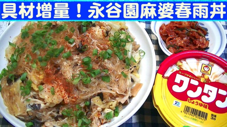 【一人deごはん】Let’s eat at home！ 簡単中華飯！「永谷園・麻婆春雨丼」＋ワンタン