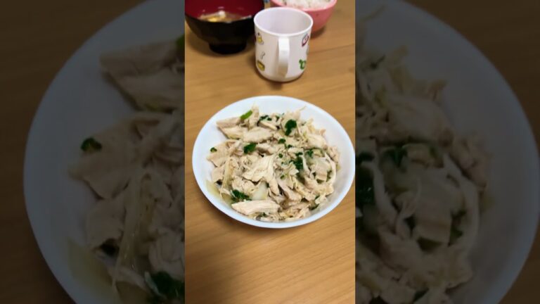 #中華スープ #ささみ #ささみと新玉ネギの和物 #ぎょうざ #サラダ #キムチ