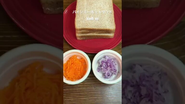 バインミーbanh mi すし酢にナンプラーを入れてなますを作りました。スパムとパクチーを挟んでいます。