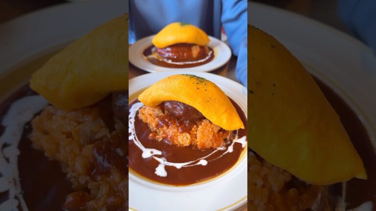 【衝撃】肉厚ハンバーグ×半熟オムライス！特製デミグラスが絡む悶絶の旨さ【eggg cafe：東京】