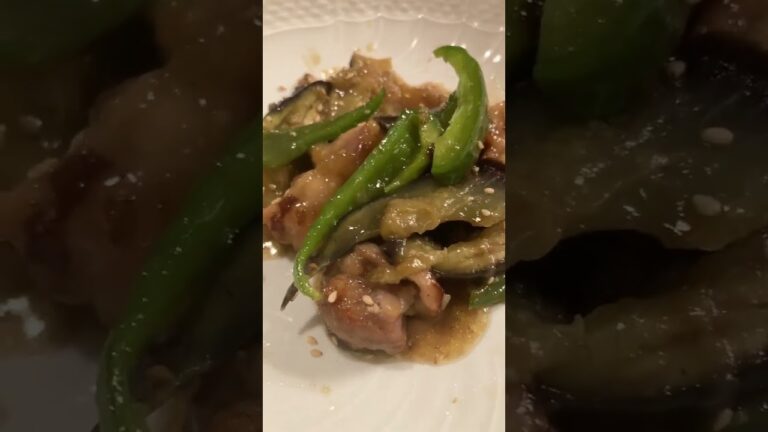 今夜は鶏肉とナスとピーマンの炒め物♫