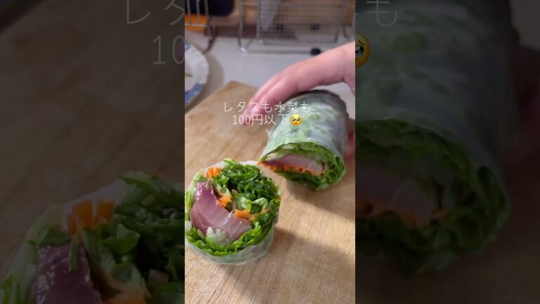 沢山野菜摂るなら生春巻きが手軽で美味しい!!サーモンとブリバージョンで作ってみた!! YouTube本編にてレシピって言える程でも無いけど載せてるよ! #shorts  #生春巻き #サーモン