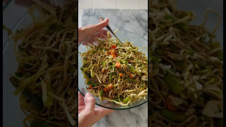 Soba Noodle Salad with Miso Ginger Dressing! Keeping it cool! #salads #sobanoodles #recipe #summer