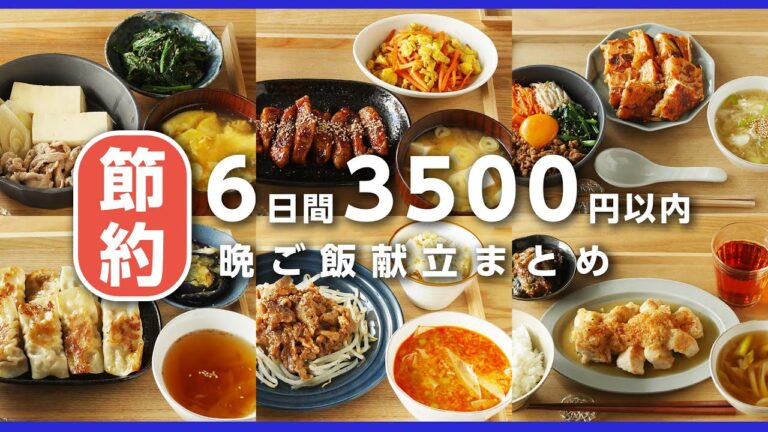 【節約献立レシピ】食材使い回し！2人分6日間の晩ごはん 3,500円以内♪家計お助け！豆腐や鶏むね肉、豚こま肉などの食材を活用！