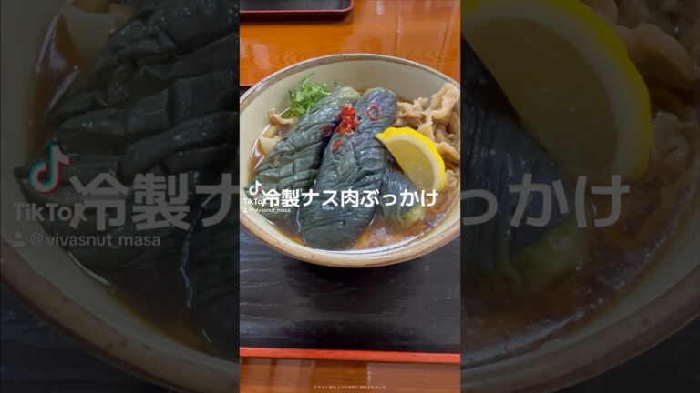 味が超〜しみてる激うま冷製ナス肉ぶっかけ！ナス好きは食べないと損します！？【うどん処 麺紡】 #vivasnut #讃岐うどん #shorts