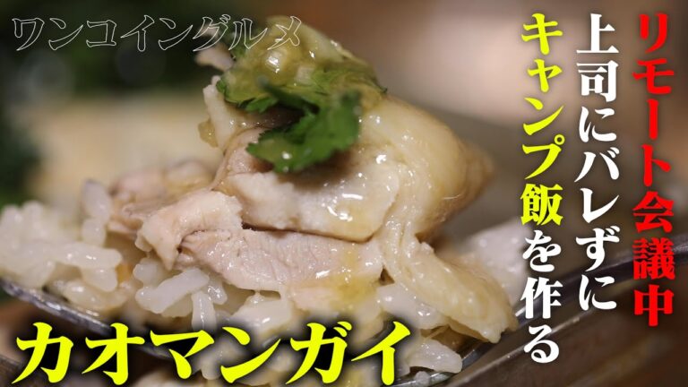 キャンプ飯 カオマンガイの作り方【ワンコイングルメ】【リモート会議中】
