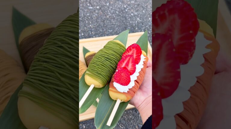 嵐山で味わう、あまおう香る贅沢モンブラン芋団子🍠🍓〖𝐊𝐘𝐎𝐓𝐎〗 📍京都 金ノ華 嵯峨嵐山店 #京都グルメ #Japanesefood #Tiktokfood