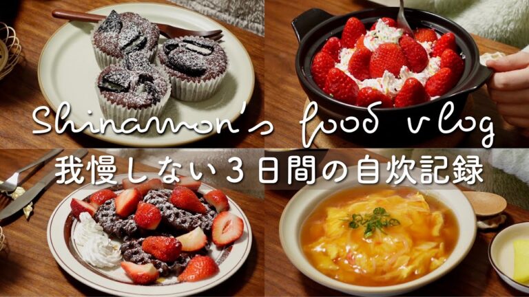 ENG)爆食🧁パフェ鍋を作って甘いものでお腹を満たすチートデイ｜オレオマフィン、ココアワッフル、カニカマ天津飯、イカのピリ辛炒め、キムチチゲ、レンコンと牛肉の甘辛炒め、豚肉ジャーマンポテト｜vlog