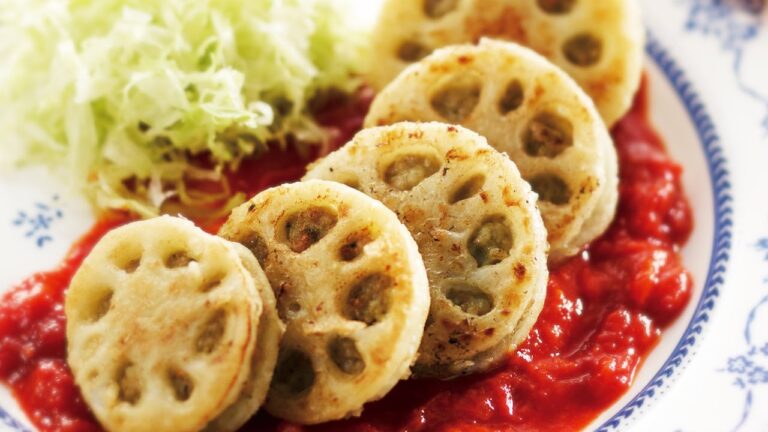 れんこんのはさみ焼き バジル風味