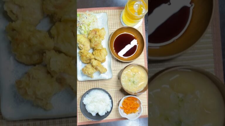 とり天定食　#今日のごはん