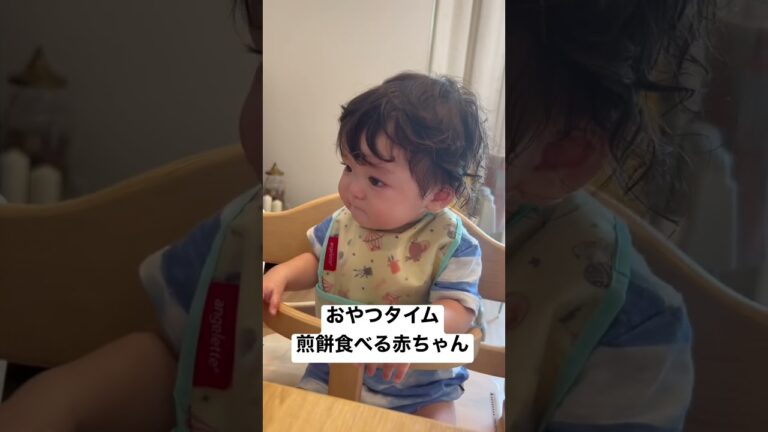 おやつタイム煎餅食べる赤ちゃん　#shorts