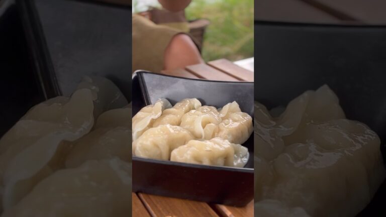つるんっとモチっと！美味い餃子の食べ方！【ニラたっぷりよだれ水餃子】　#キャンプ #キャンプ飯 #料理動画 #レシピ