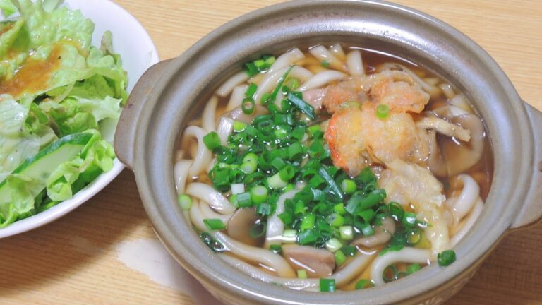 【家うどん】小エビかき揚げの鍋焼きうどん【今日の昼食】