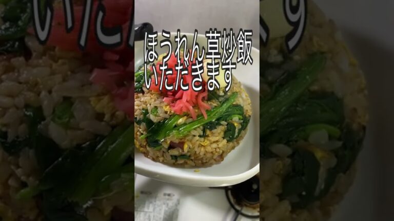 お手軽ほうれん草炒飯《100日目に最高のチャーハンを見つけるアル中 33日目》#shorts #アル中カラカラ