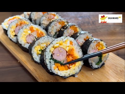 キンパㅣ簡単の作り方ㅣ人気のウィンナーキンパㅣツナキンパㅣ韓国キンパㅣ巻き簾なし！