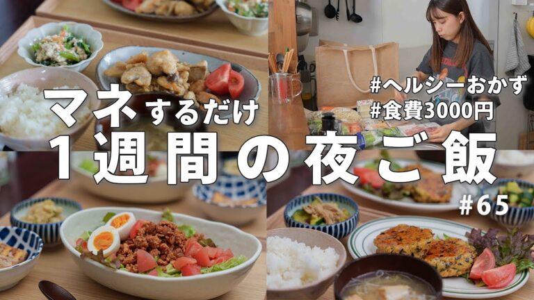 【1週間献立】3000円で作る節約晩ご飯｜ヘルシーを意識した簡単夜ご飯おかず #65