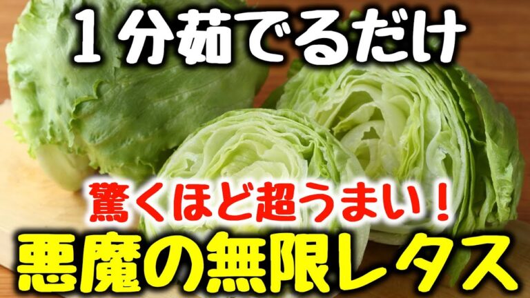 食材2つ【ただ1分茹でるだけ】“今まで食べたレタス料理で一番ご飯とビールがすすむ！”とベタ褒めされた『悪魔の無限レタス』食費節約／おつまみ／ダイエット／高タンパク、低糖質、低脂質／豆腐、鶏むね／飯テロ