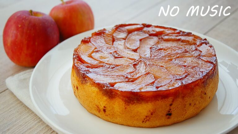 NO MUSIC お菓子作り | 簡単！カラメルりんごケーキの作り方 ふわふわスポンジケーキ Fluffy! Caramel Apple Cake