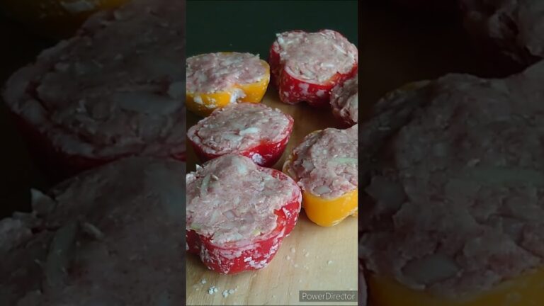 【簡単料理】パプリカの肉詰め🫑パプリカ100円でGET♪#shorts