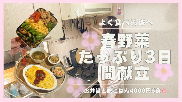 彼も大満足💖 4000円で作る春の映えごはん&お弁当3日間プラン🌸【平日楽する下味冷凍】