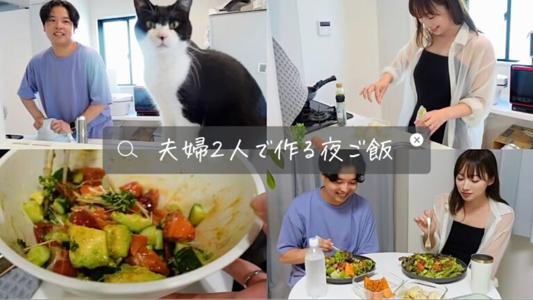 夫婦で大盛りポキ丼と副菜2品を作って食べた1日。そして今日も猫が可愛い。料理/VLOG