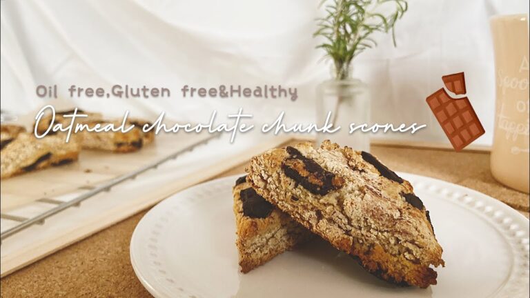 【Oil free】オートミールチョコチャンクスコーン🍫 | Oatmeal Chocolate Chunk scones | GF,SF,OF | Diet Vlog