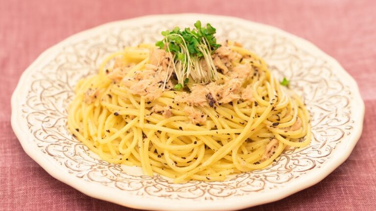 ツナとしそふりかけの梅風味パスタ