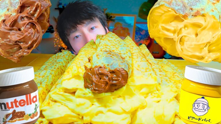 ASMR MUKBANG | ヌテラクレープ、ビアードパパ クレープ（カスタードチョコレート）〔🇯🇵日本語字幕〕［咀嚼音 | Eating Sounds | 먹방］