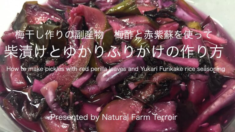 梅干し作りの副産物　梅酢と赤紫蘇を使って柴漬けとゆかりふりかけの作り方　Pickles with Red Perilla Leaves and Yukari rice seasoning