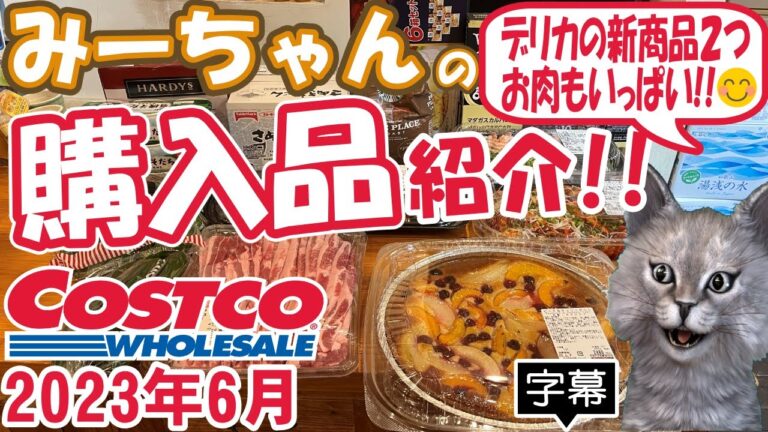 【字幕付】コストコ購入品紹介！2023年6月　ピーチ＆チェリータルト、ヤンニョム豚バラ焼肉、シュリンプガーリックまぜそば、チキンケサディーヤなど新商品＆定番合わせて14点で21,166円でした