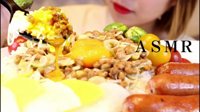 【咀嚼音/ASMR】納豆卵黄かけご飯をもりもり食べる。ジョンソンヴィルソーセージ。/EatingSounds/ Mukbang