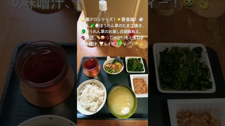 2025年5月14日🌟#飯テロシリーズ昼食編#ご飯#お浸し#たまご焼き#味噌汁#ルイボスティー#lunch  #short