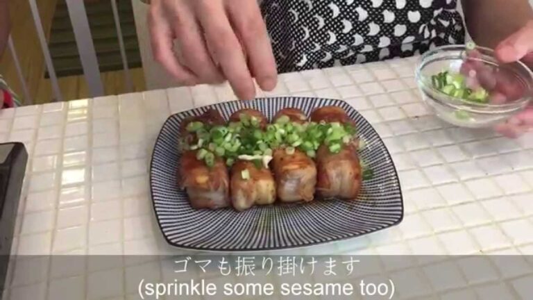 Fried Tofu Rolled with Pork (厚揚げの豚バラ巻き)